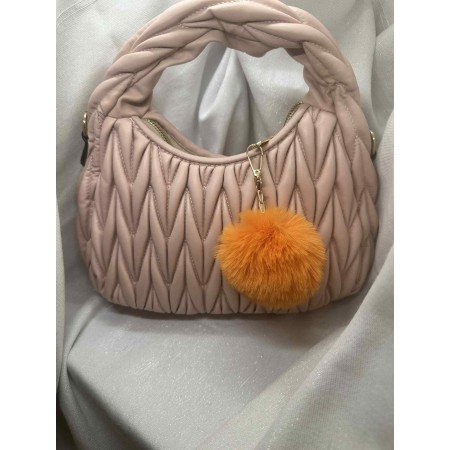 Pomarańczowy futrzany breloczek do toby lub kluczy // 5349