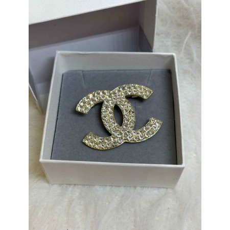 Luksusowa broszka z kryształami – złote wykończenie, styl elegancki glamour // 5365