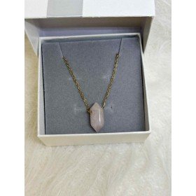 JADEIT - pudrowy kamień na złotym łańcuszku // 1135*