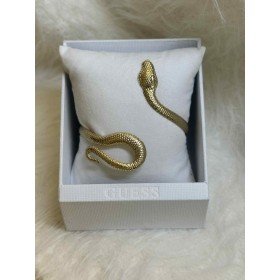 Złota bransoleta sztywna WĄŻ – teksturowana, otwarta, styl boho glamour // 5371