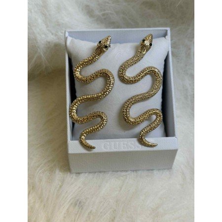 Złote kolczyki wiszące WĘŻE – biżuteria statement, tekstura łuski, styl glamour // 5373