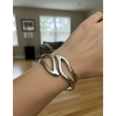 Srebrna Bransoletka AdoreDanew – Designerska Sztywna Obręcz // 5381