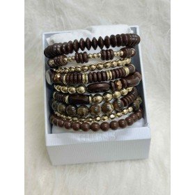 Zestaw Bransoletek Adoredanew – Chocolate & Gold Elegance // 5386