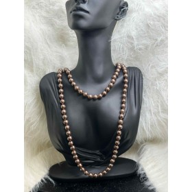 Klasyczny Sznur Perełek Adoredanew – Ponadczasowa Elegancja, brąz // 5387