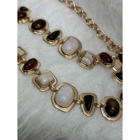 Biżuteryjny Pasek z Ozdobnymi Kamieniami – Elegancja w Kolorach Ziemi // 5400