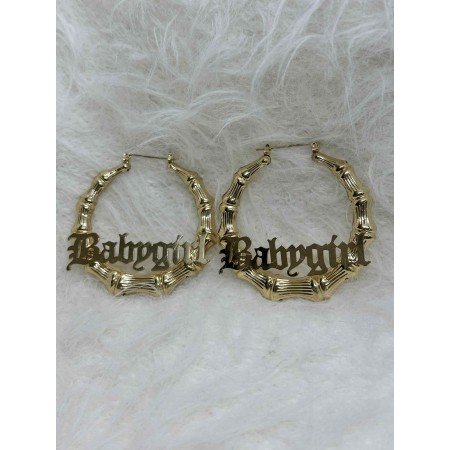 Złote Kolczyki Koła „Babygirl” – Styl Bamboo & Streetwear // 5406
