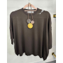 Lekki Sweter o Kroju Oversize z Włoskiej Kolekcji – Premium Viscose , Brąz // 5409