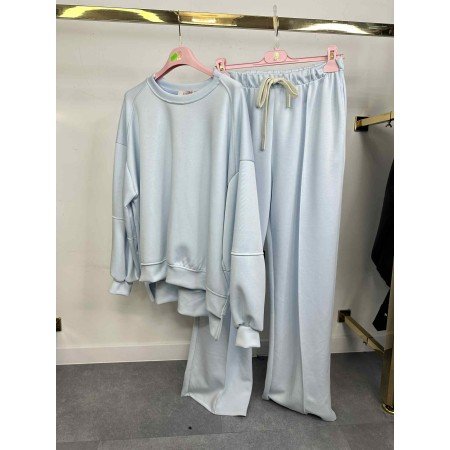 Błękitny Komplet Dresowy Oversize – Bluza i Szerokie Spodnie – Włoska Kolekcja // 5425