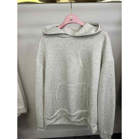 Damska Bluza z Kapturem i Kieszenią Kangurką – Szary Melanż – One Size – Włoska Kolekcja // 5432