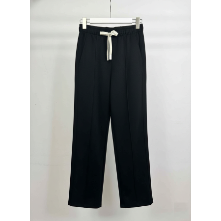 Czarne spodnie dresowe z szeroką nogawką – Wiskoza – Rozmiar Uniwersalny - Włoska Kolekcja // 5435