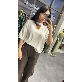 Lekki Sweter o Kroju Oversize z Włoskiej Kolekcji – Premium Viscose, biel // 5410