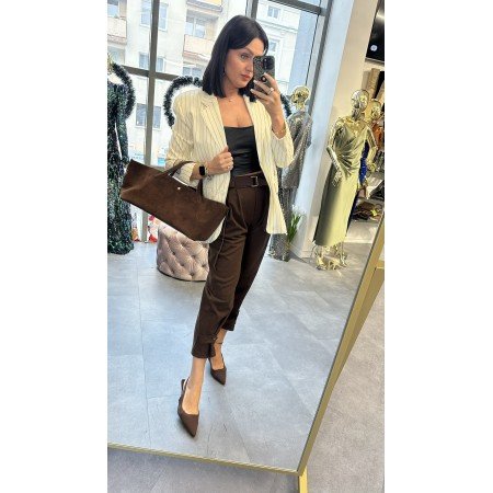 Marynarka Damska Lumina w Paski Wiskoza Len Bawełna