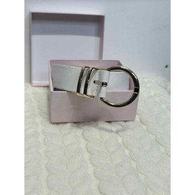 Elegancki Biały Pasek Damski – Złote Detale // 5439