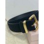Elegancki Pasek Damski z Zamszu – Czarny ze Złotą Klamrą // 5449
