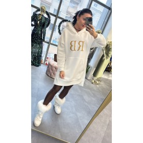 Długa Bluza Roberta Biagi – Włoska Bawełna Premium z Haftowanym Logo, Biała // 5451