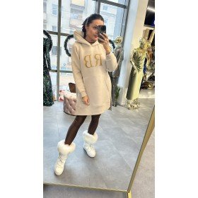 Długa Bluza Roberta Biagi – Włoska Bawełna Premium z Haftowanym Logo, Beż // 5452