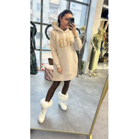 Długa Bluza Roberta Biagi – Włoska Bawełna Premium z Haftowanym Logo, Beż // 5452