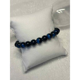 Bransoletka z Jasnych Kryształów – Marmurkowy Wzór i Mroźny Błękit na Gumce // 5463