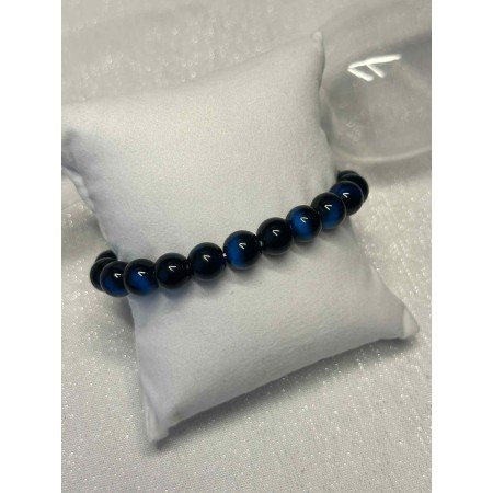 Bransoletka z Jasnych Kryształów – Marmurkowy Wzór i Mroźny Błękit na Gumce // 5463