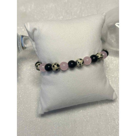 Subtelna Bransoletka z Jasnego Kryształu – Pudrowy Róż i Motyw Dalmatyńczyka // 5465