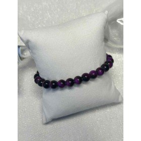 Elegancka Bransoletka Fioletowa – Efekt Kociego Oka – Na Gumce // 5466