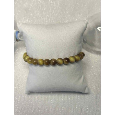 Elegancka Bransoletka Miodowa – Efekt Kociego Oka – Na Gumce // 5469