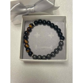 Elegancka czarno-brązowa bransoletka z kryształu syntetycznego // 5483