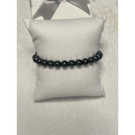 Grafitowa bransoletka z połyskiem – metaliczny kryształ syntetyczny // 5489