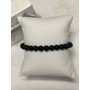 Bransoletka czarna koraliki sztuczny kryształ, gładka, gumka // 5495