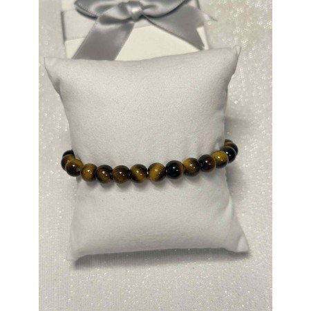 Bransoletka "Tiger Eye" – koraliki z kryształu syntetycznego – brąz i złoto // 5496