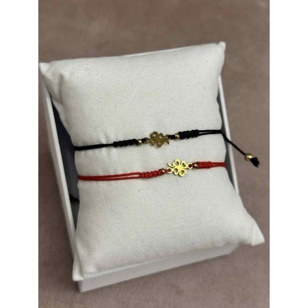 Bransoletka sznurkowa Koniczynka na szczęście – Czarna lub Czerwona // 5511