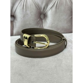 Klasyczny Pasek Damski z Złotą Klamrą – Kolor Taupe / Chłodny Brąz // 5517