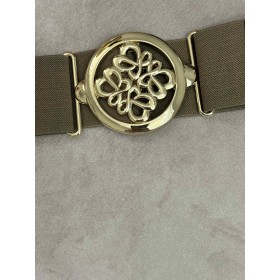 Szeroki Pasek Guma z Biżuteryjnym Motywem Kwiatowym – Stylowy Dodatek // 5519