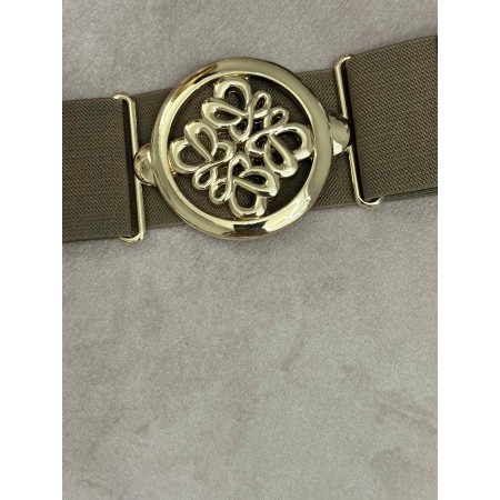 Szeroki Pasek Guma z Biżuteryjnym Motywem Kwiatowym – Stylowy Dodatek // 5519