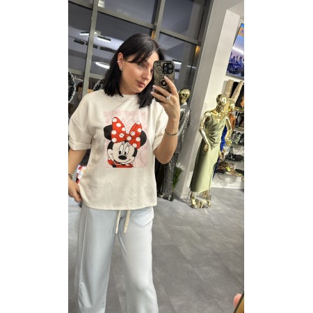 Włoska Bluzka Oversize z Motywem Myszki Minnie – Made in Italy – 4 Kolory // 5546