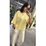Włoska Bluzka Oversize z Haftem i Sportowymi Lampasami – Made in Italy – cytrynowa  // 5550