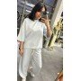 Włoska Bluzka Oversize z Haftem i Sportowymi Lampasami – Made in Italy – błękitna // 5551