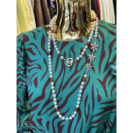 Długi Naszyjnik "Celestial Pearl" z Gwiazdami i Kryształami // 5580