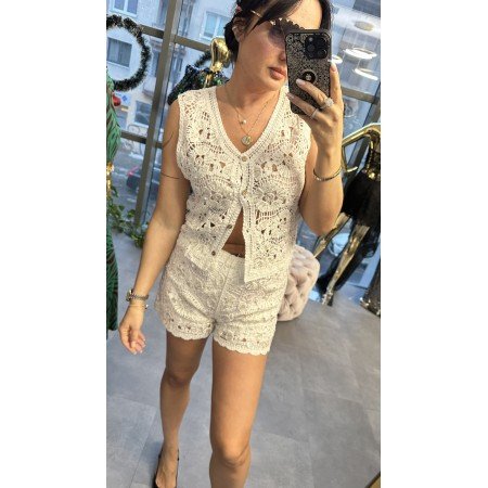 Ażurowy Komplet Boho „Positano” – Bawełna & Włoski Szyk - Biały // 5584