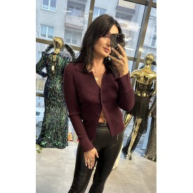 Kardigan PINKO w Kolorze Głębokiego Wina – Wełniany Szyk // 5598