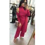 Elegancki komplet 3-częściowy Soft Luxury – Kardigan, Top i Szerokie Spodnie, Energetyczna Fuksja // 5603