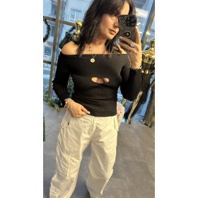 Ekskluzywna bluzka PINKO – Off-shoulder z wycięciem – Made in Italy – Rozmiar S // 5607