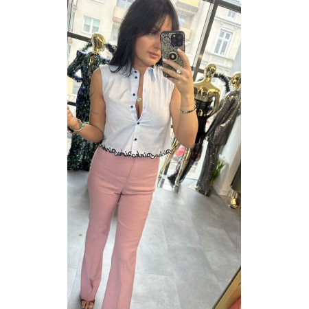 Biała bluzka koszulowa PINKO z haftem logo – Made in Italy // 5614