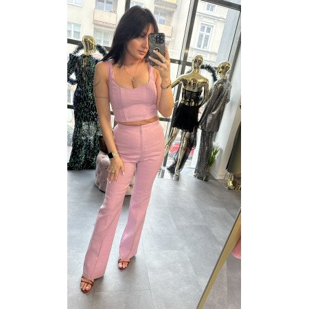 Lniana bluzka PINKO z dekoltem w serek – Róż // 5616