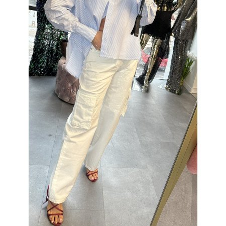 Ekskluzywne Spodnie Cargo PINKO – Biały Denim w Wydaniu Premium // 5622