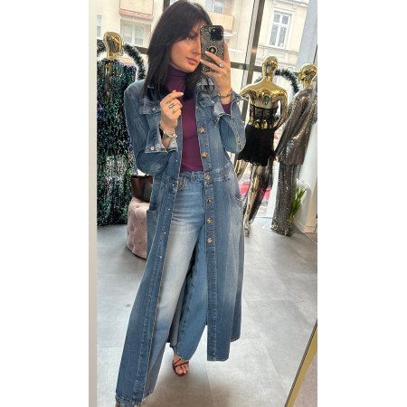 jeansowy długi płaszcz od Babylon // 2052