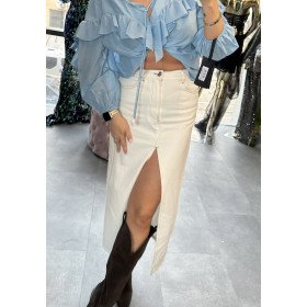 Luksusowa Spódnica Maxi PINKO – Denimowa Elegancja w Odcieniu Ivory // 5627