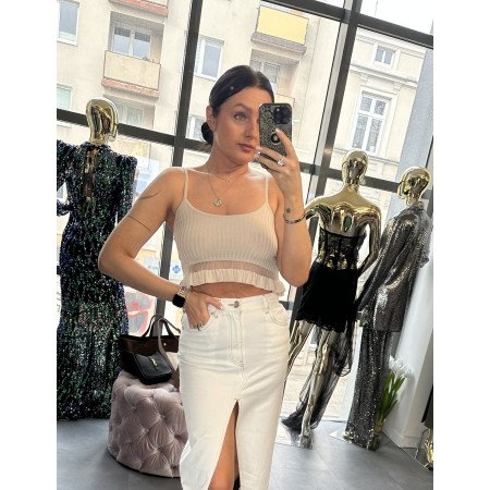 Prążkowany Top PINKO – Subtelna Elegancja w Odcieniu Nude // 5631