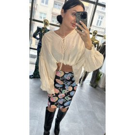 Luksusowa Koszula z Falbanami PINKO – Błękitna Lekkość Bawełny i Jedwabiu // 5638