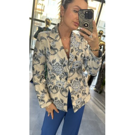 Żakiet Sandro Ferrone – Włoski Szyk w Kwiatowym Wydaniu, Błękitny (Sky Blue) // 5649